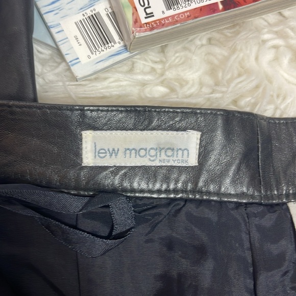 Vintage LEW MAGRAM NY Black Genuine Leather High Waisted Skinny Pants - Picture 9 of 12